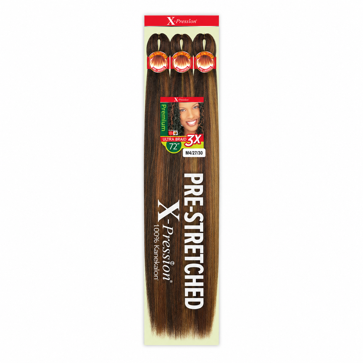 Outre X-Pression Ultra 3X 72-inch — M4/27/30, three bundles in labeled retail package — generated product illustration