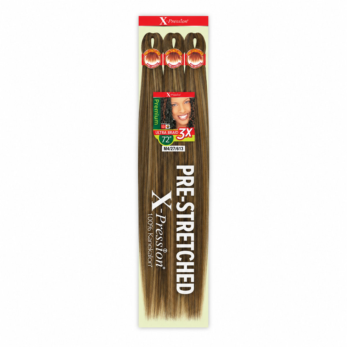 Outre X-Pression Ultra 3X 72-inch — M4/27/613, three bundles in labeled retail package — generated product illustration