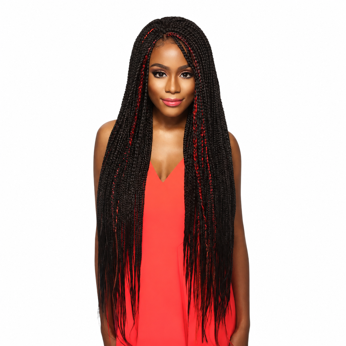 Outre X-Pression Ultra 3X 72-inch braiding hair — model wearing long braids — generated listing image