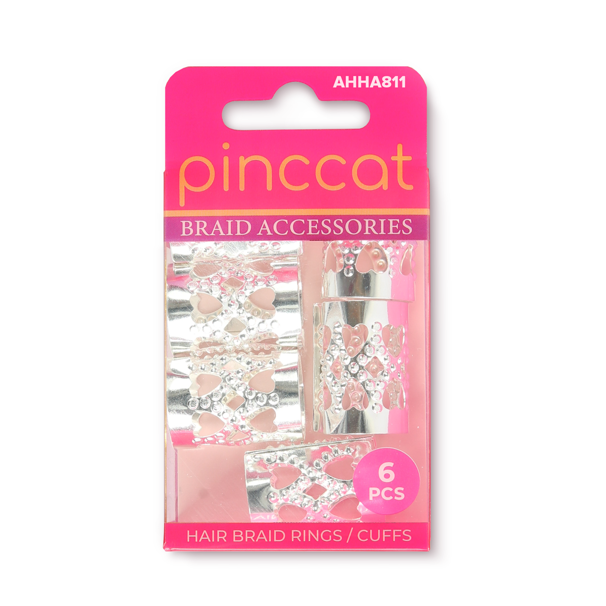 Pinccat AHHA811 hair braid rings and cuffs in retail packaging