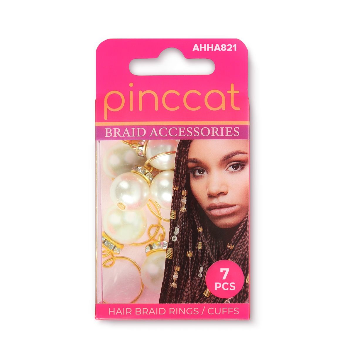 Pinccat AHHA821 hair braid rings and cuffs in retail packaging