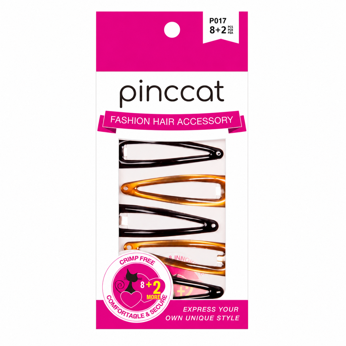P017 – Small Snap Clips – Black & Tortoise – 10 Pack