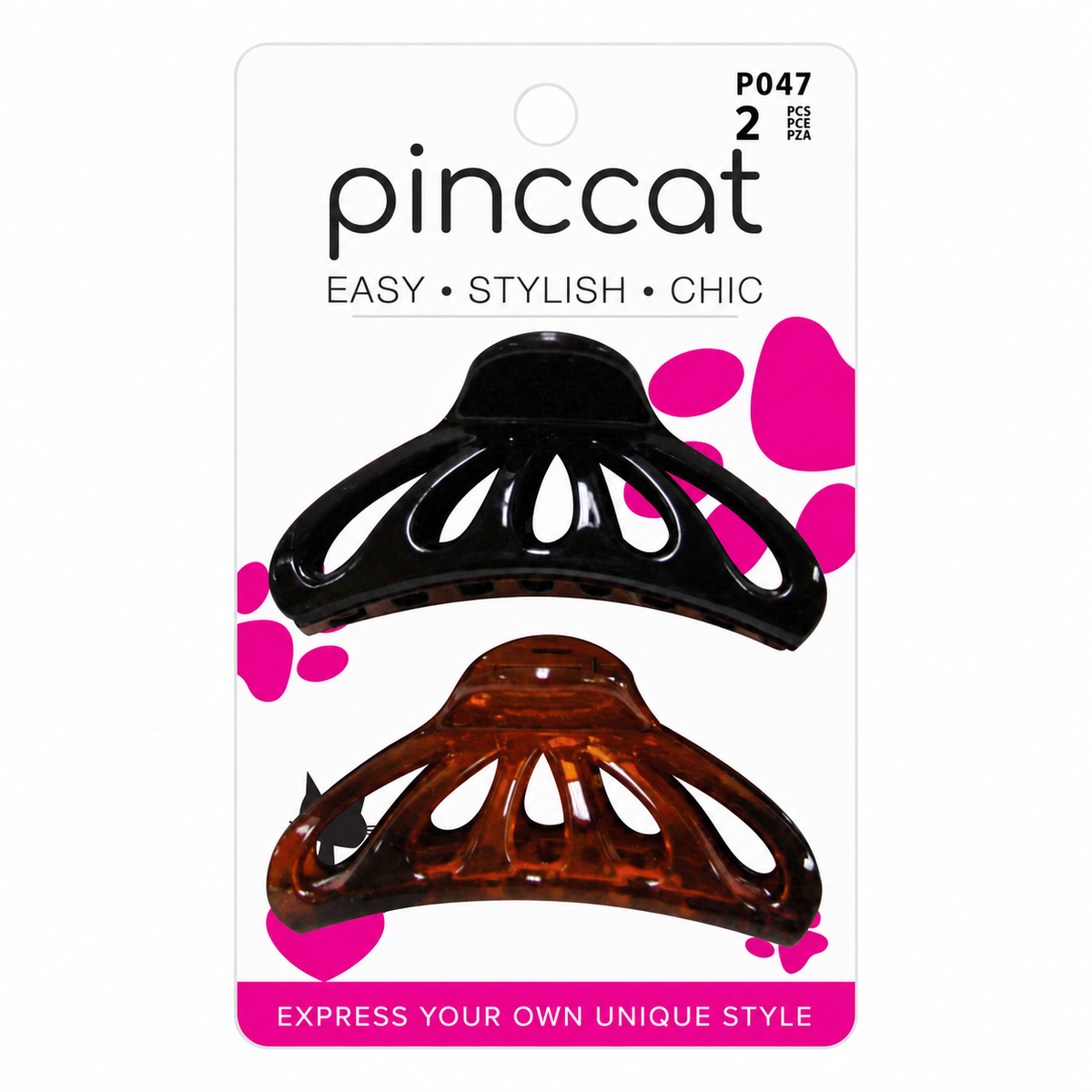 P047 – Dumpling Claw Clips – Black & Tortoise – 2 Pack