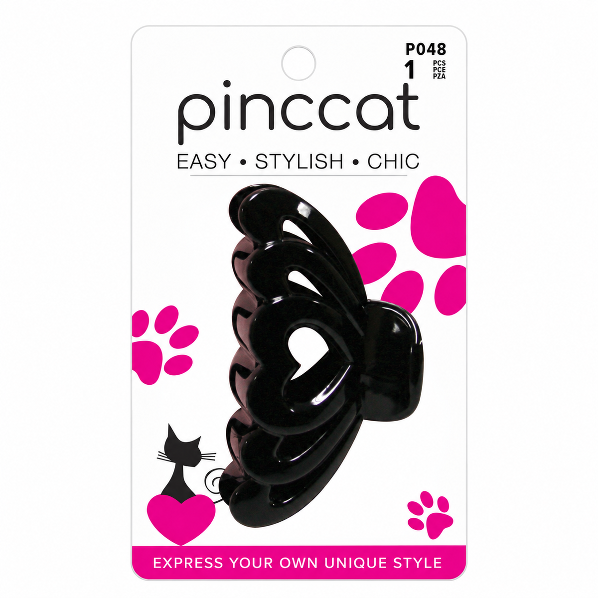 P048 – Heart Claw Clip – Black – 1 Piece