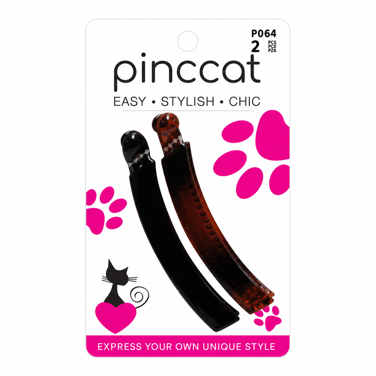 P064 – Twin Banana Clips – Black & Tortoise – 2 Pack