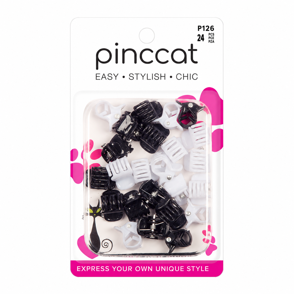 P126 – Mini Clips – Black & White – 24 Pack