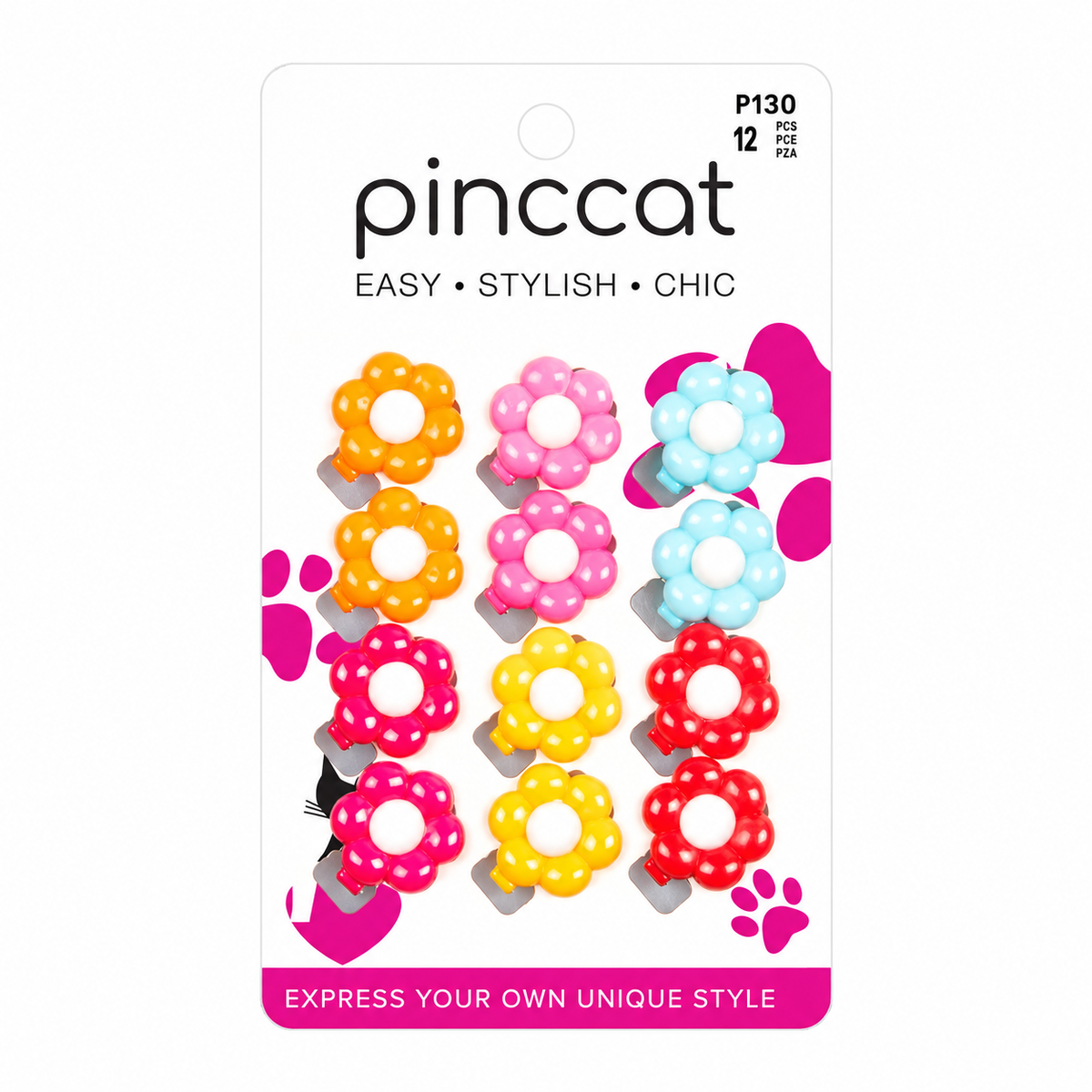 P130 – Flower Mini Clips – Assorted Colors – 12 Pack