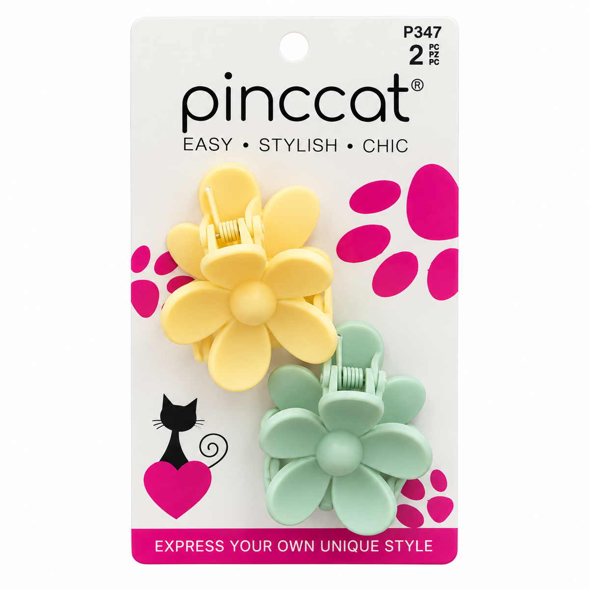 Pinccat P347 – Flower Claws – Yellow & Mint – 2 Pack