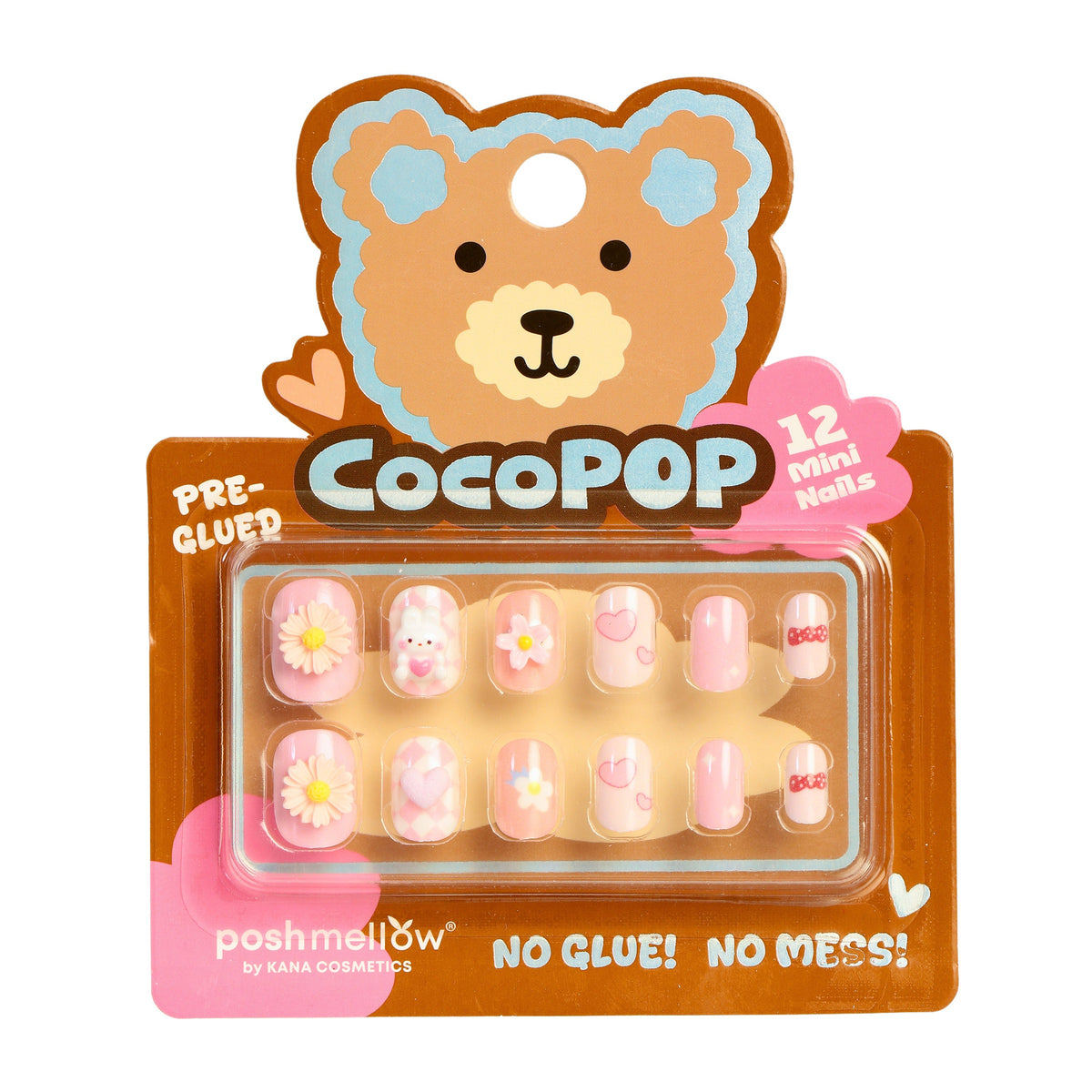 Poshmellow CocoPop Daisy Heart mini pre-glued nails – 65427