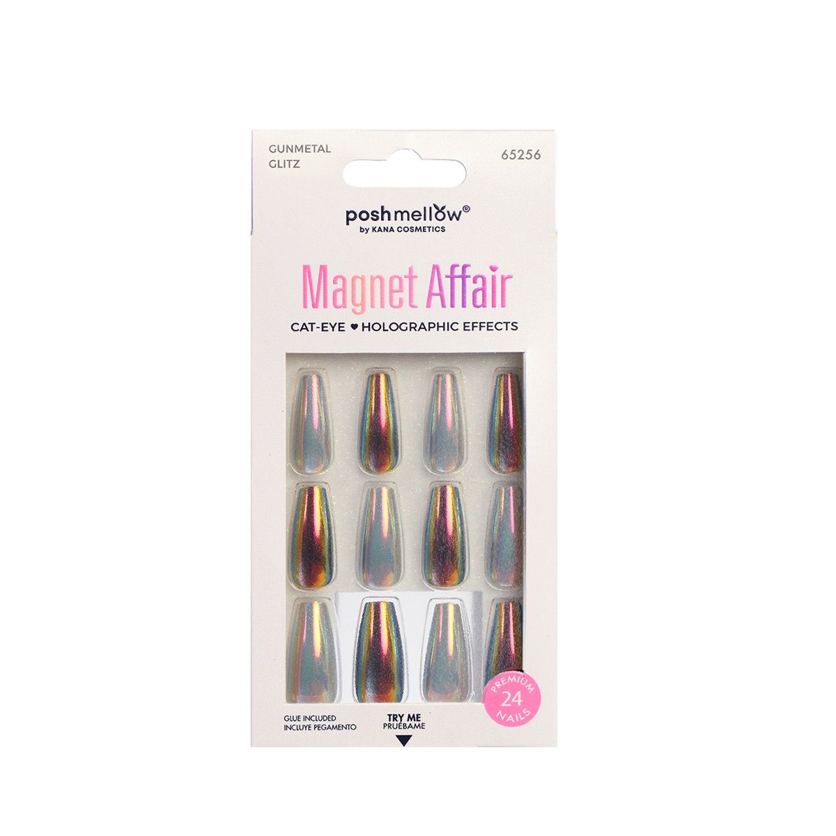 Poshmellow Magnet Affair Gunmetal Glitz 65256 press-on nails