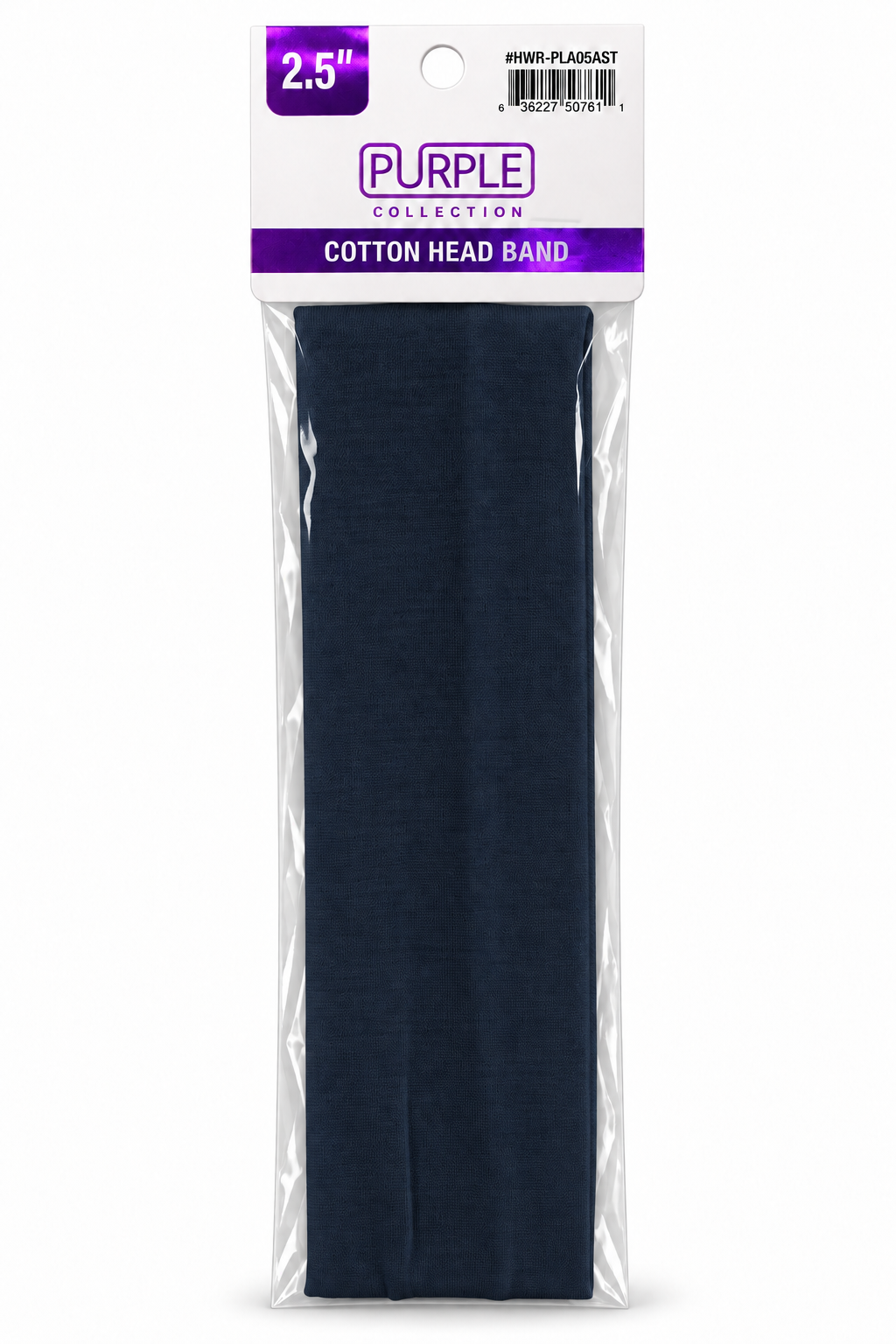 Purple Collection 2.5-inch cotton headband in navy
