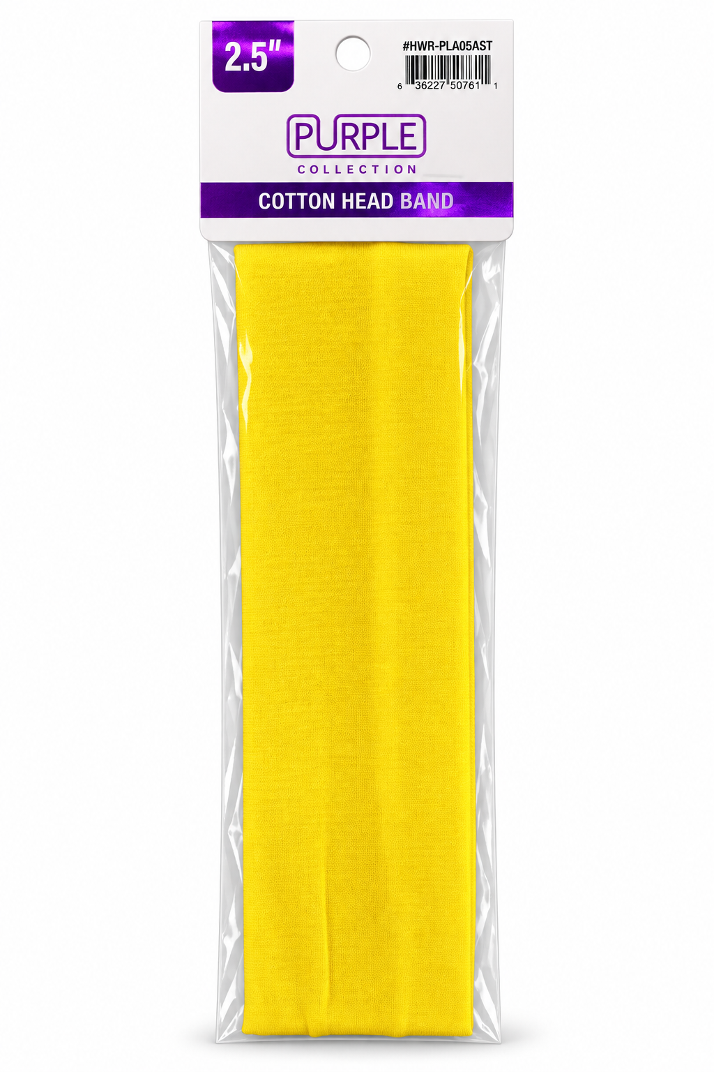 Purple Collection 2.5-inch cotton headband in yellow, HWR-PLA05AST