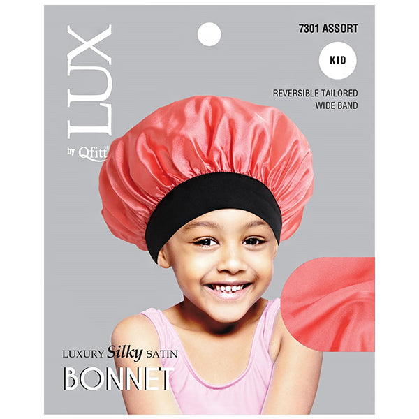 Qfitt LUX 7301 kids luxury silky satin bonnet package front
