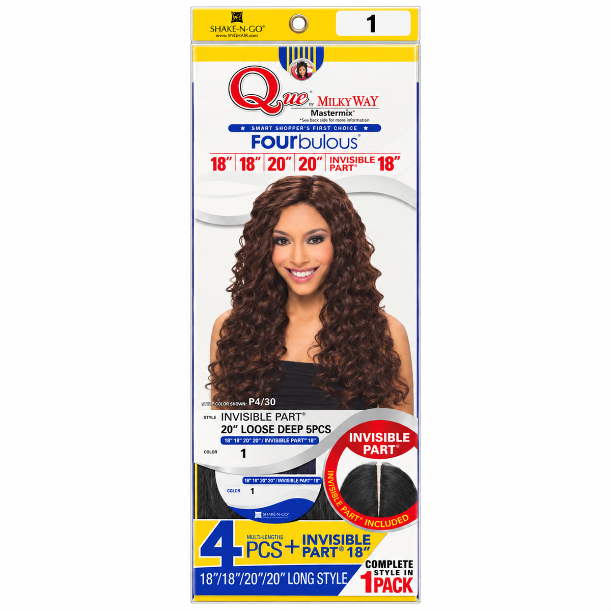 Milky Way Que Invisible Part Loose Deep 5PCS Weave 18"/20" full retail pack color 1