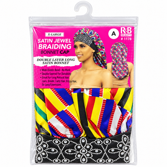 R&B 1178 X-Large Satin Jewel Braiding Bonnet Style A front package