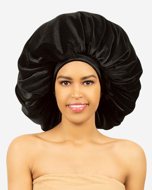 R&B 1192 Super Jumbo Satin Wide Edge Bonnet in Black