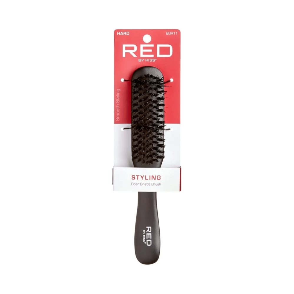 RED by KISS BOR11 Hard Boar Bristle Styling Brush in red and white packaging