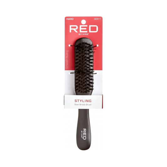 RED by KISS BOR11 Hard Boar Bristle Styling Brush in red and white packaging