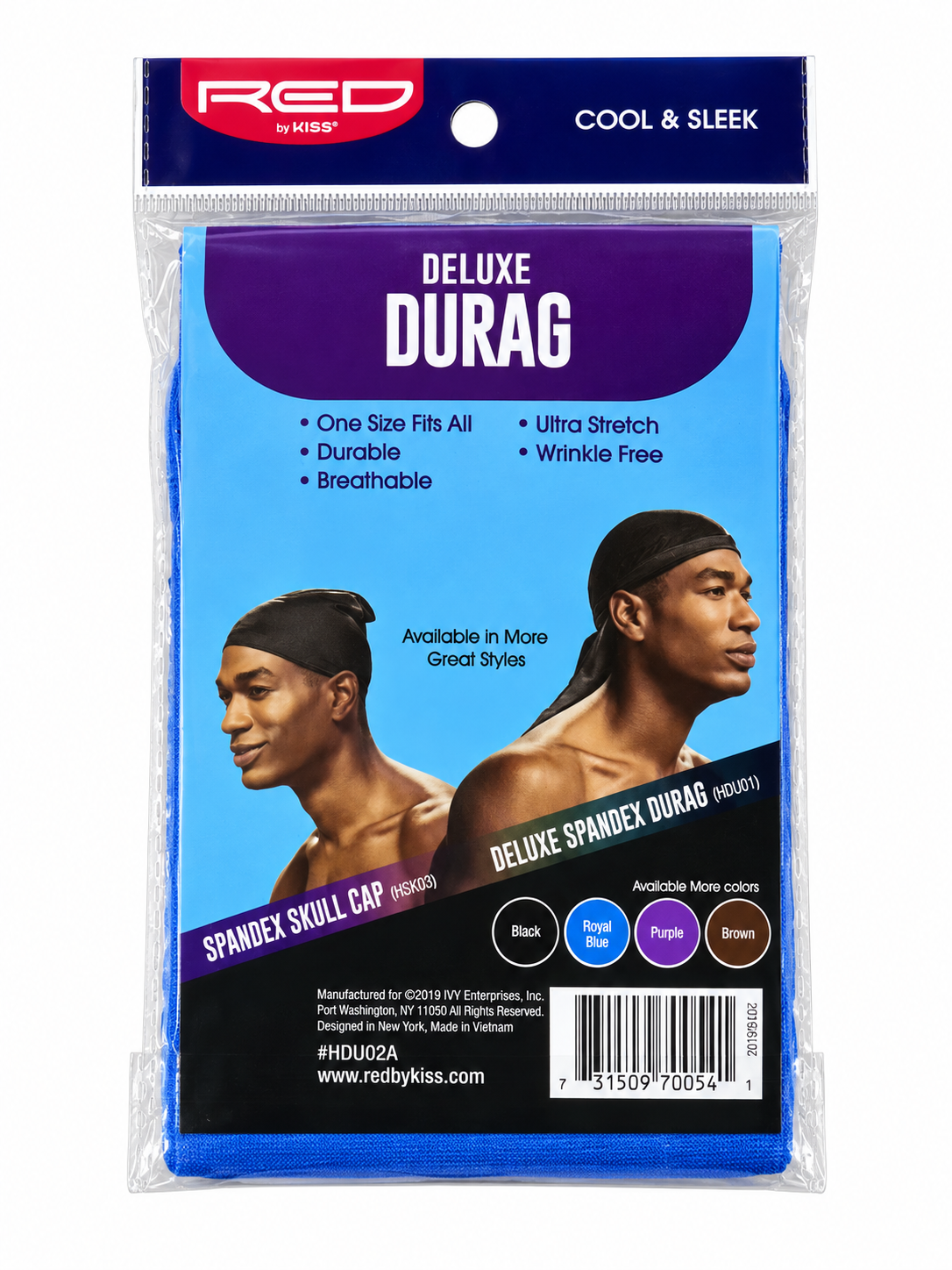 RED by Kiss Deluxe Durag HDU02A rear package with features and barcode