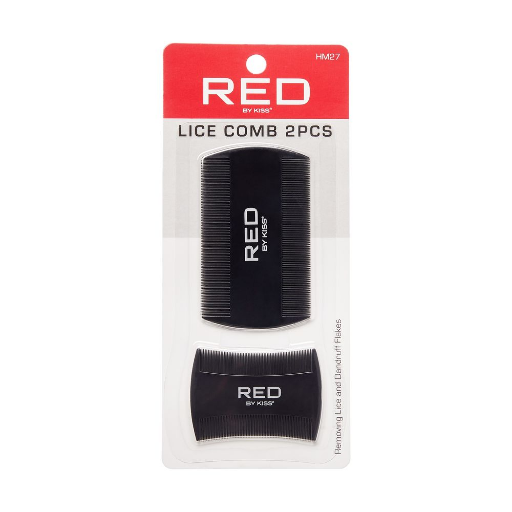 RED by KISS HM27 lice comb set, two black combs in retail packaging