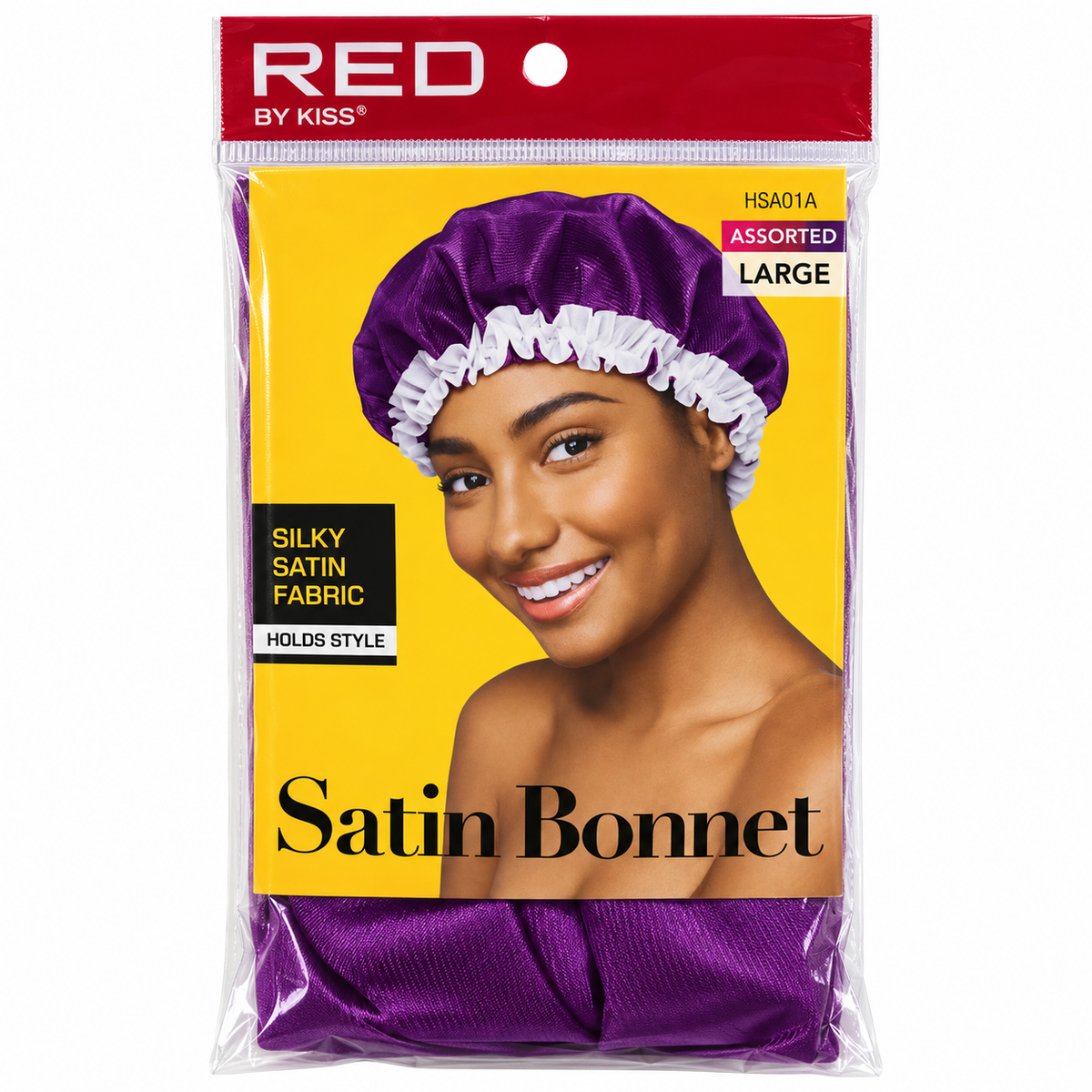 RED by KISS HSA01A Large Satin Bonnet in Purple, front package