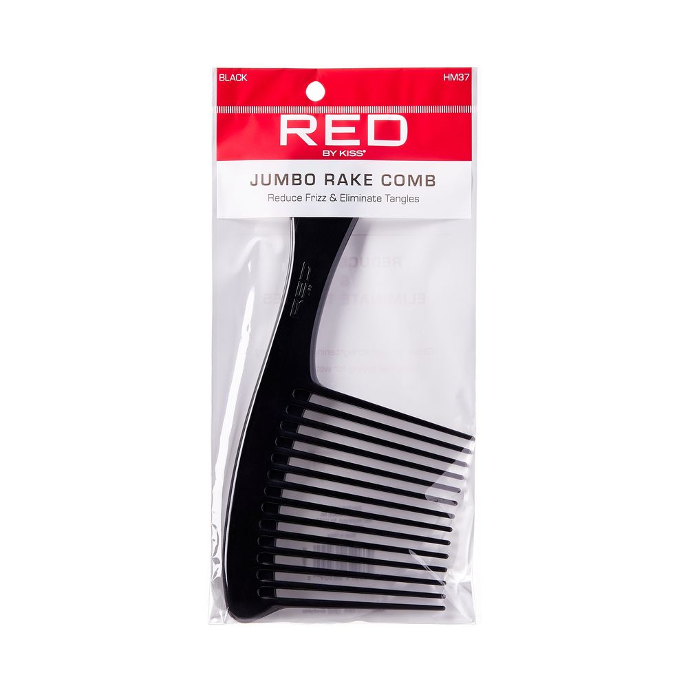RED by KISS Jumbo Rake Comb HM37 in black in retail packaging