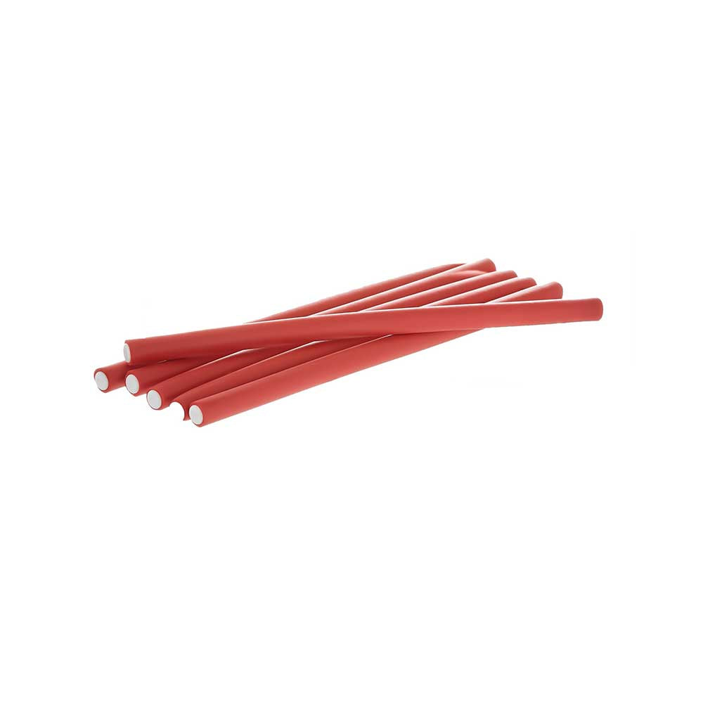 RED by KISS Flexi Rods HRF14, 10" length, 1/2" diameter, Red, 6 pieces