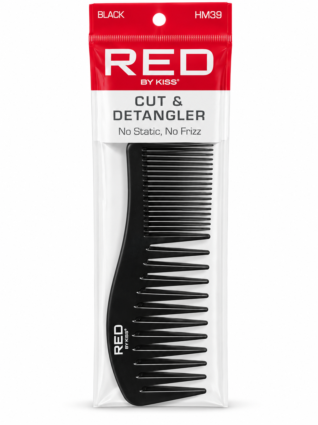 RED by KISS HM39 black Cut & Detangler Comb in retail packaging