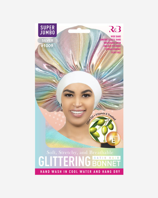R&B #1009 Silver Super Jumbo Glittering Satin Bonnet front packaging