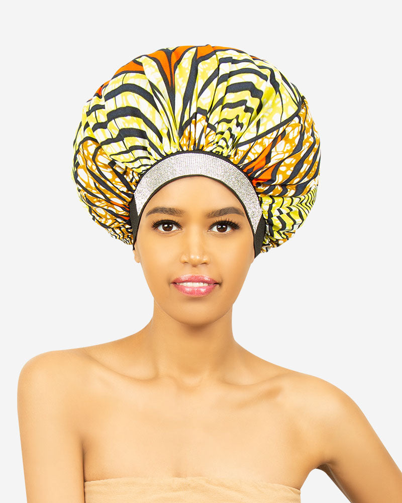 R&B #1176 Extra Large Jewel Wax & Satin Bonnet, Style J