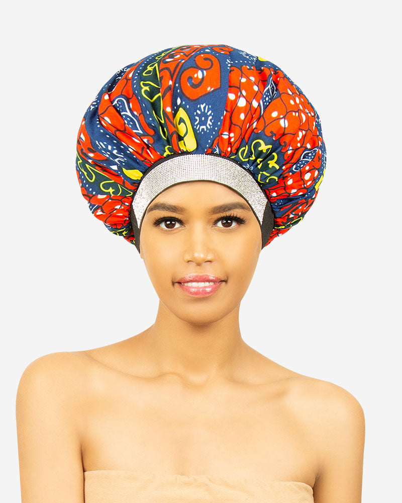 R&B #1176 Extra Large Jewel Wax & Satin Bonnet, Style K