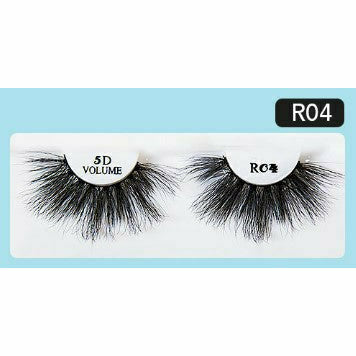 R&B Collection 5D Faux Mink Lashes R04, lash style close-up