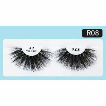 R&B Collection 5D Faux Mink Lashes R08, lash style close-up