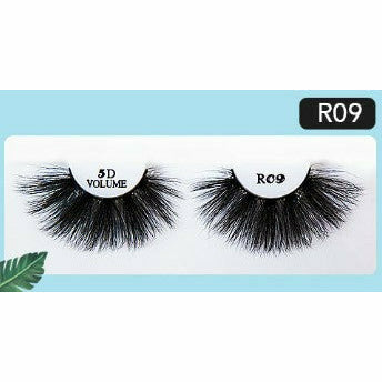 R&B Collection 5D Faux Mink Lashes R09, lash style close-up