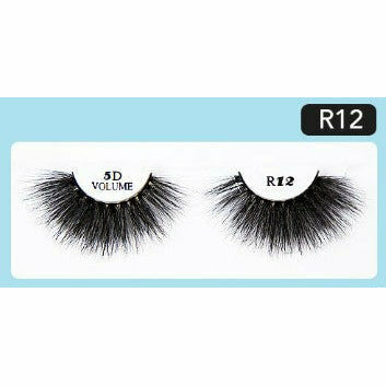 R&B Collection 5D Faux Mink Lashes R12, lash style close-up