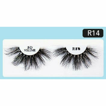 R&B Collection 5D Faux Mink Lashes R14, lash style close-up