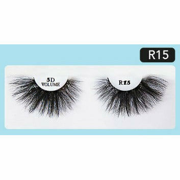 R&B Collection 5D Faux Mink Lashes R15, lash style close-up