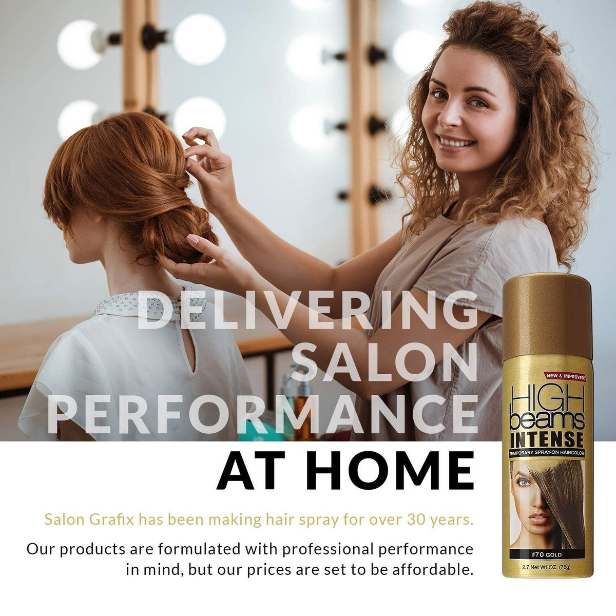 SALON GRAFIX HIGH BEAMS INTENSE TEMPORARY SPRAY ON HAIR COLOR #70 GOLD, 2.7 Oz|145469454587