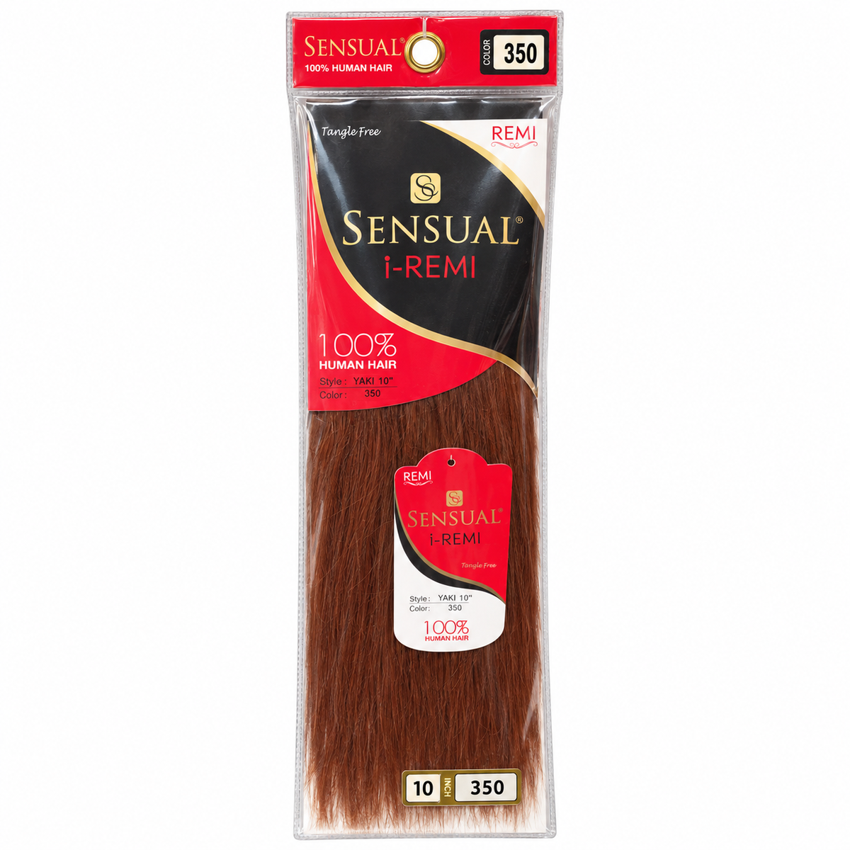 Sensual i-Remy Yaki Straight human hair weave package, color 350; representative color photo, select desired length