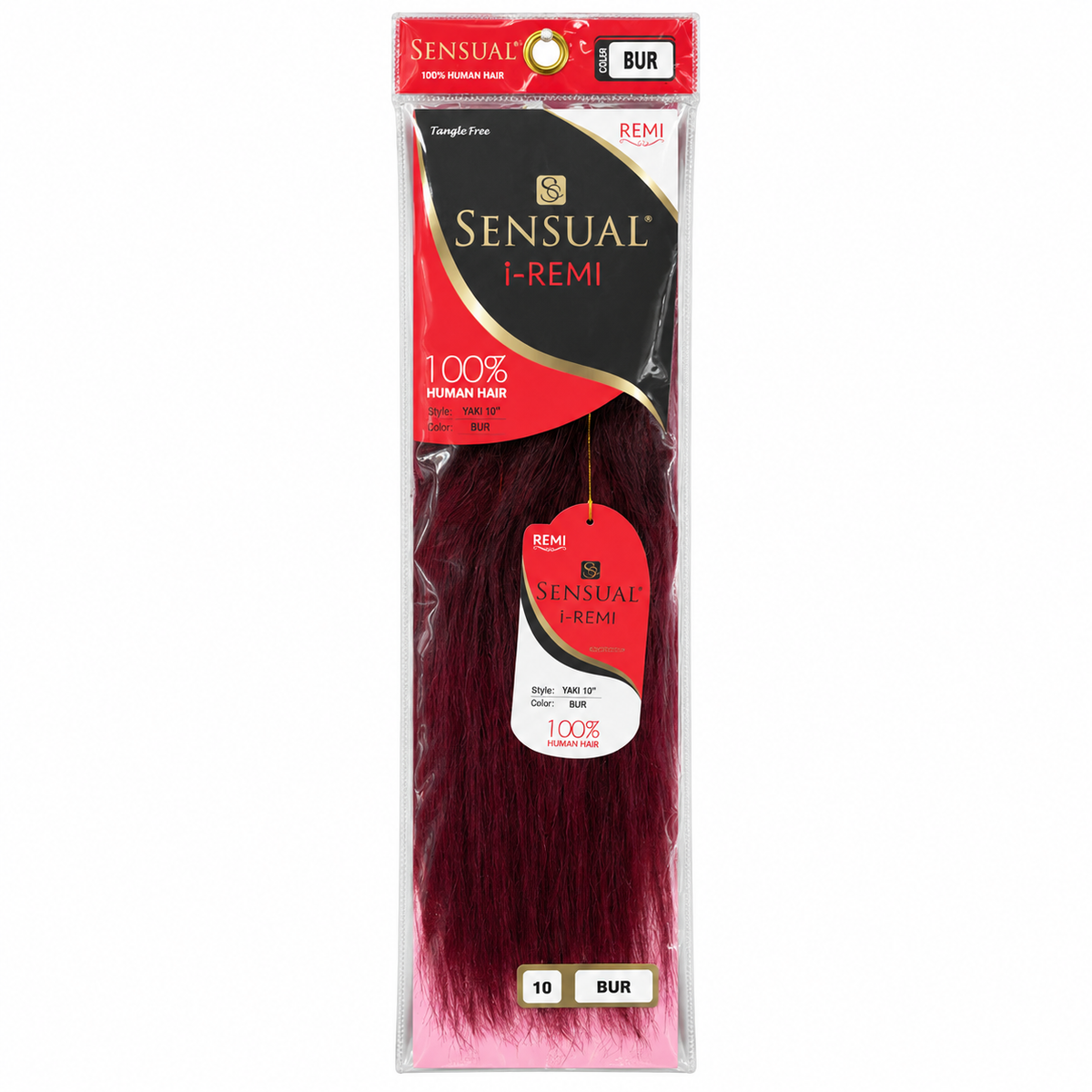 Sensual i-Remy Yaki Straight human hair weave package, color Bur; representative color photo, select desired length