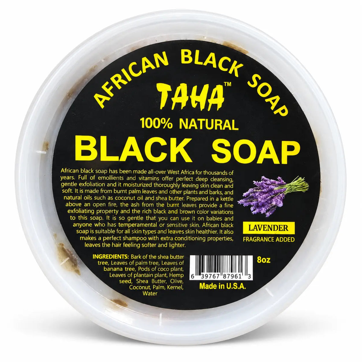 TAHA African Black Soap Lavender 8 oz tub