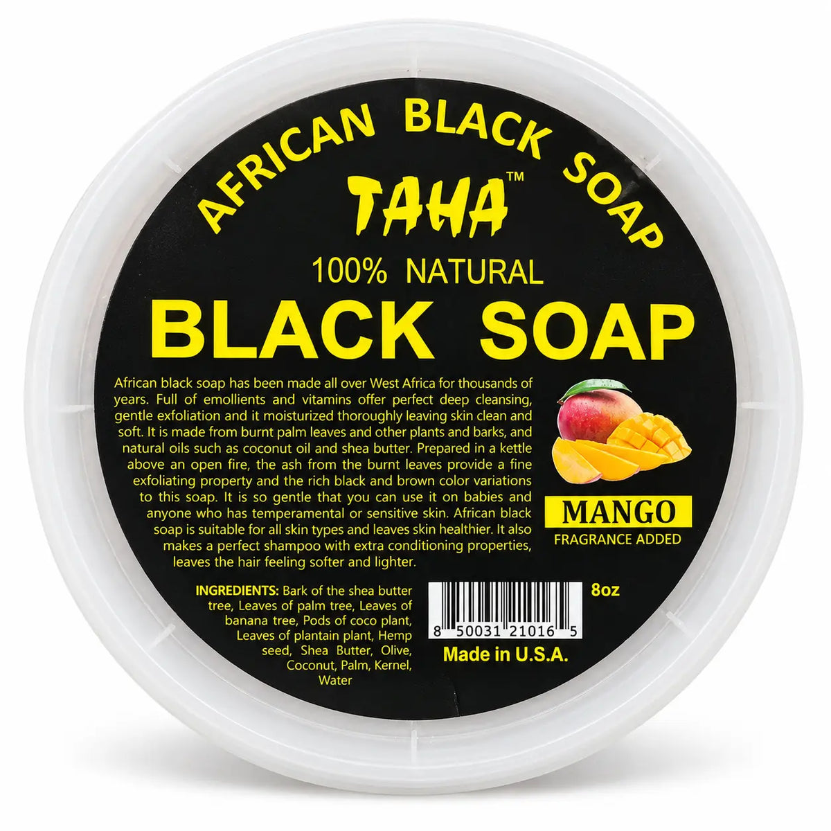 TAHA African Black Soap Mango 8 oz tub