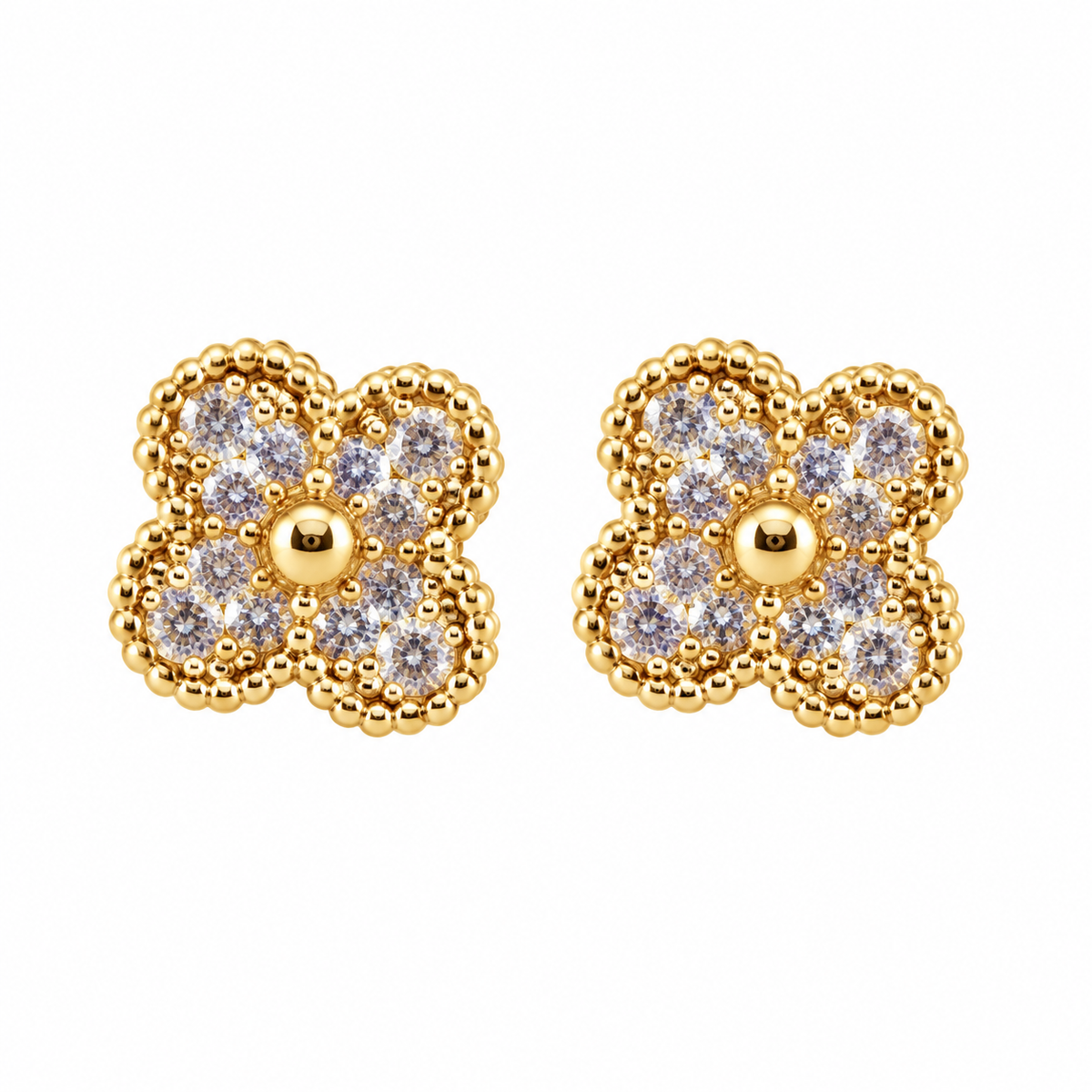 The One gold-tone clover stud earrings, design 01 (CVEG01)