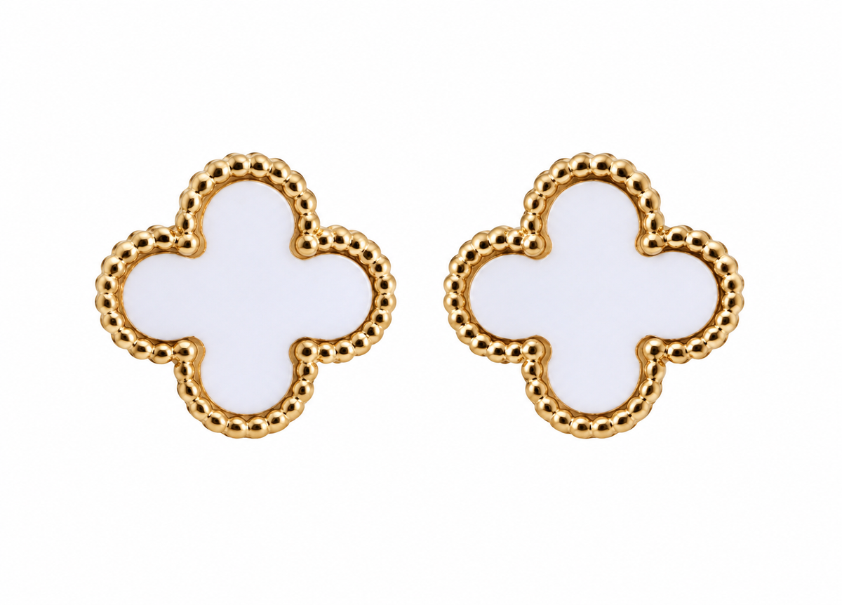 The One gold-tone clover stud earrings, design 04 (CVEG04)