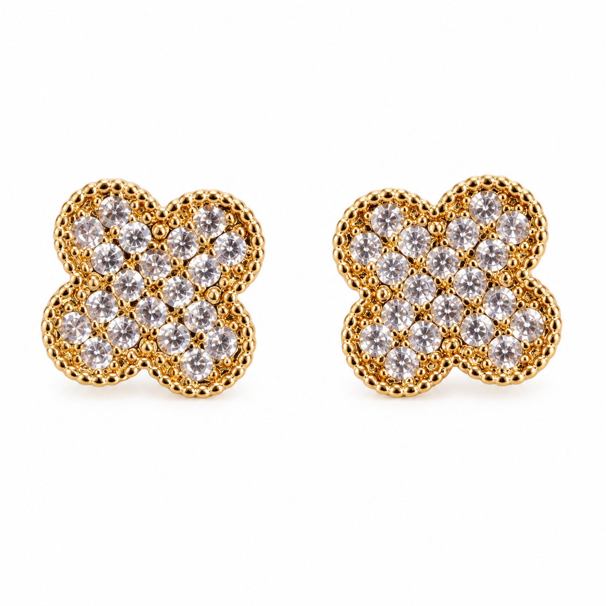 The One gold-tone clover stud earrings, design 12 (CVEG12)