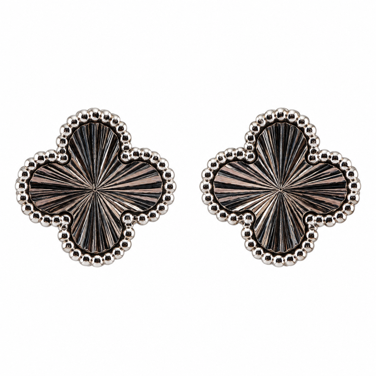 The One silver-tone clover stud earrings, design 02 (CVES02)