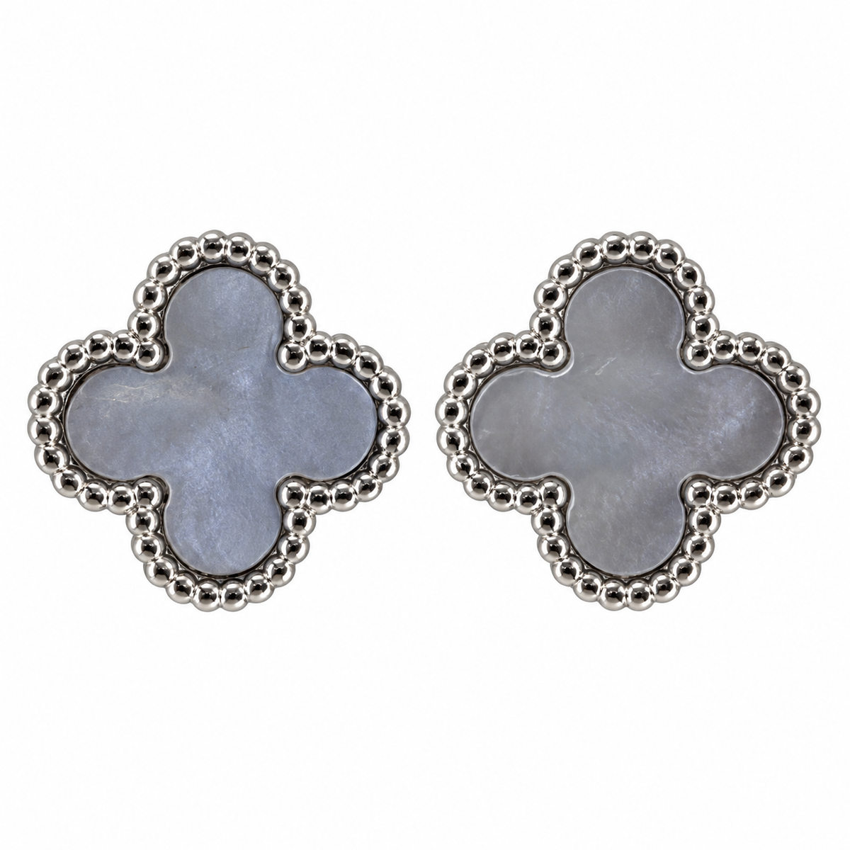 The One silver-tone clover stud earrings, design 03 (CVES03)