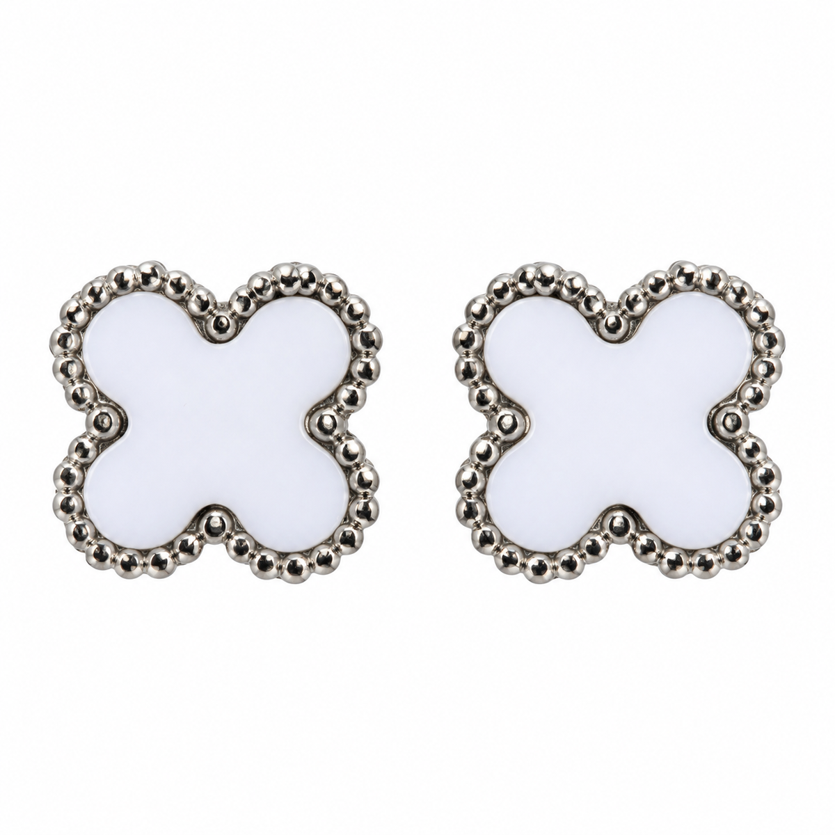 The One silver-tone clover stud earrings, design 04 (CVES04)