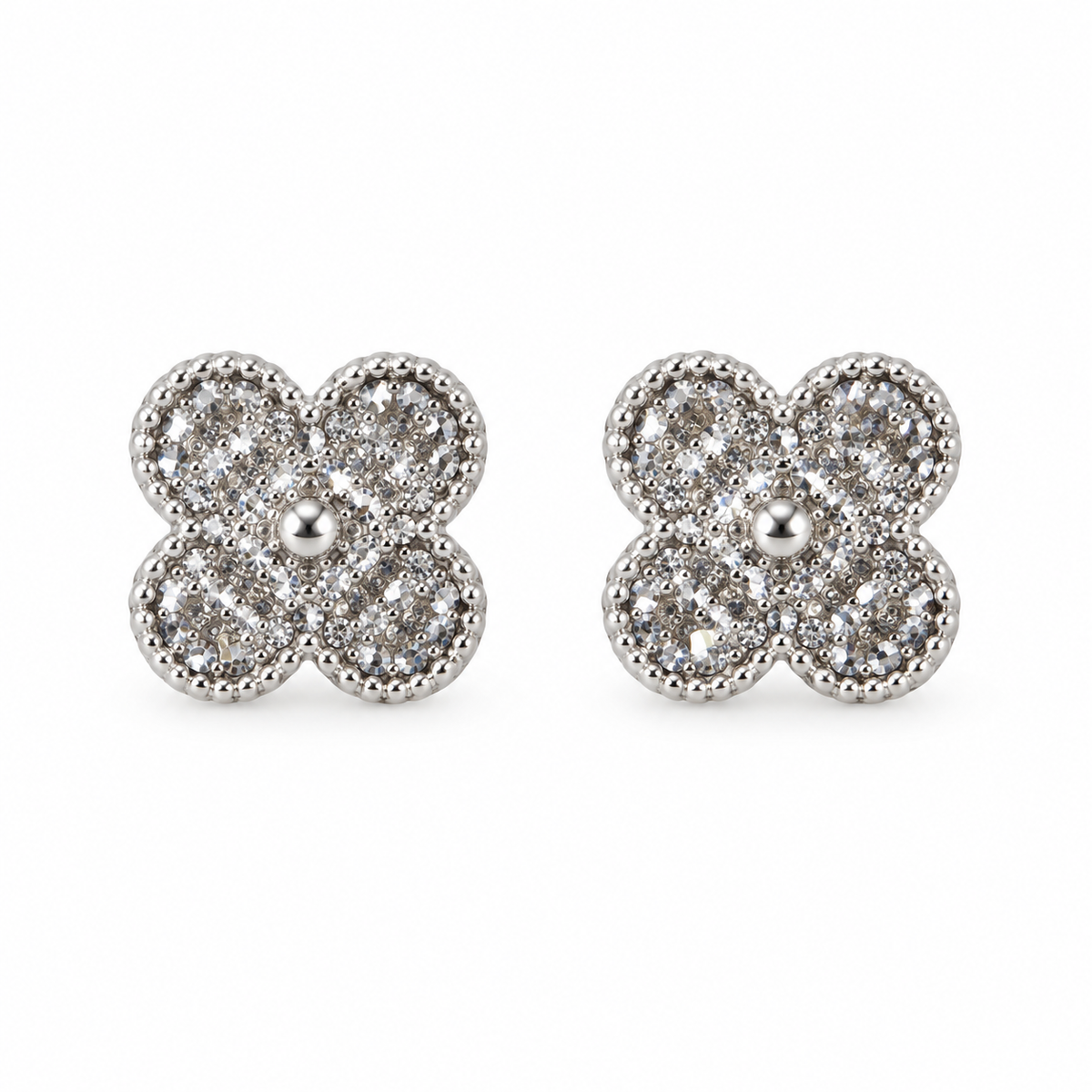 The One silver-tone clover stud earrings, design 06 (CVES06)