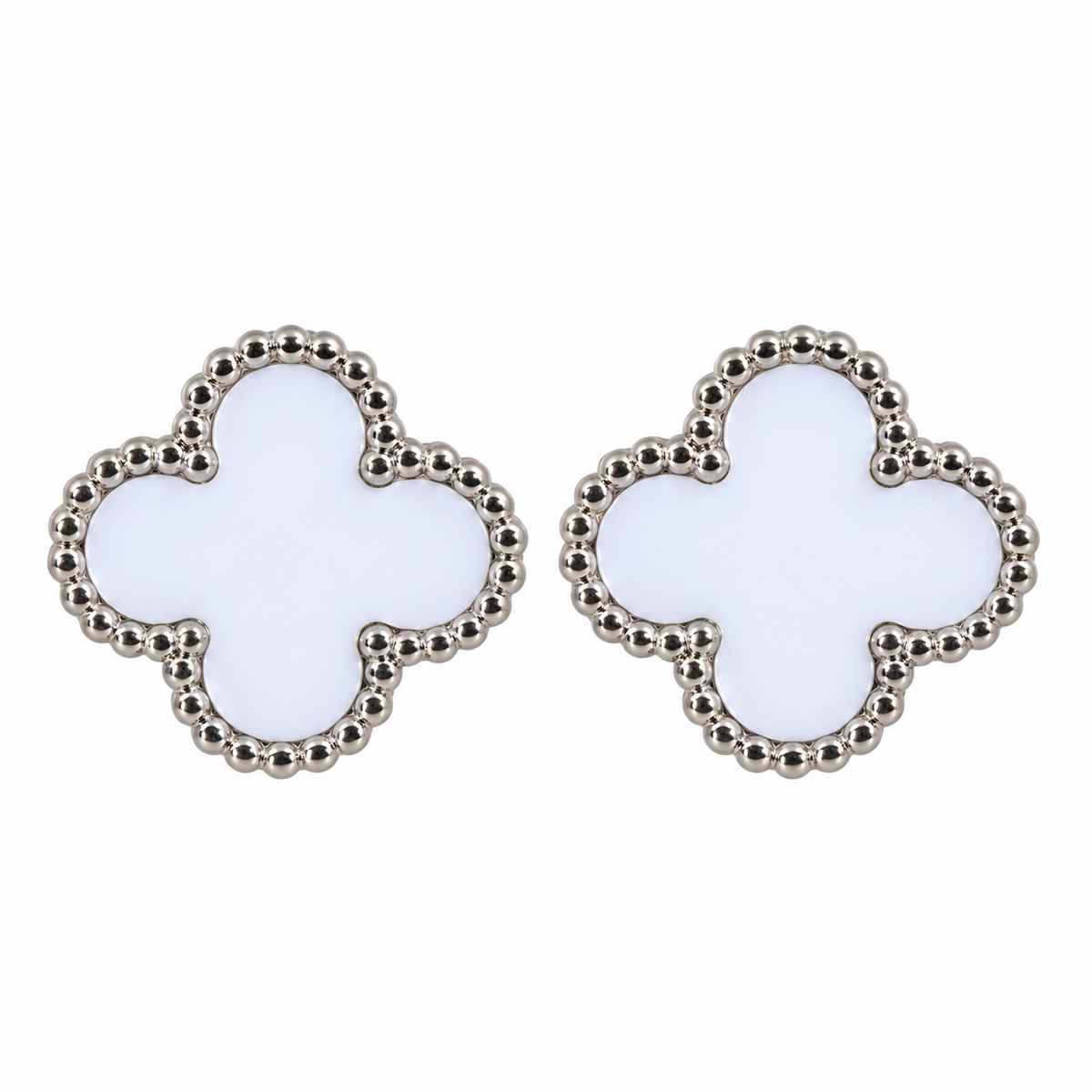 The One silver-tone clover stud earrings, design 10 (CVES10)